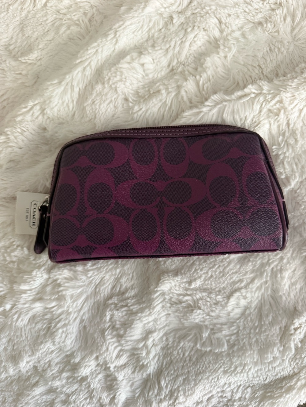 Coach Plum Signature Zip Pouch